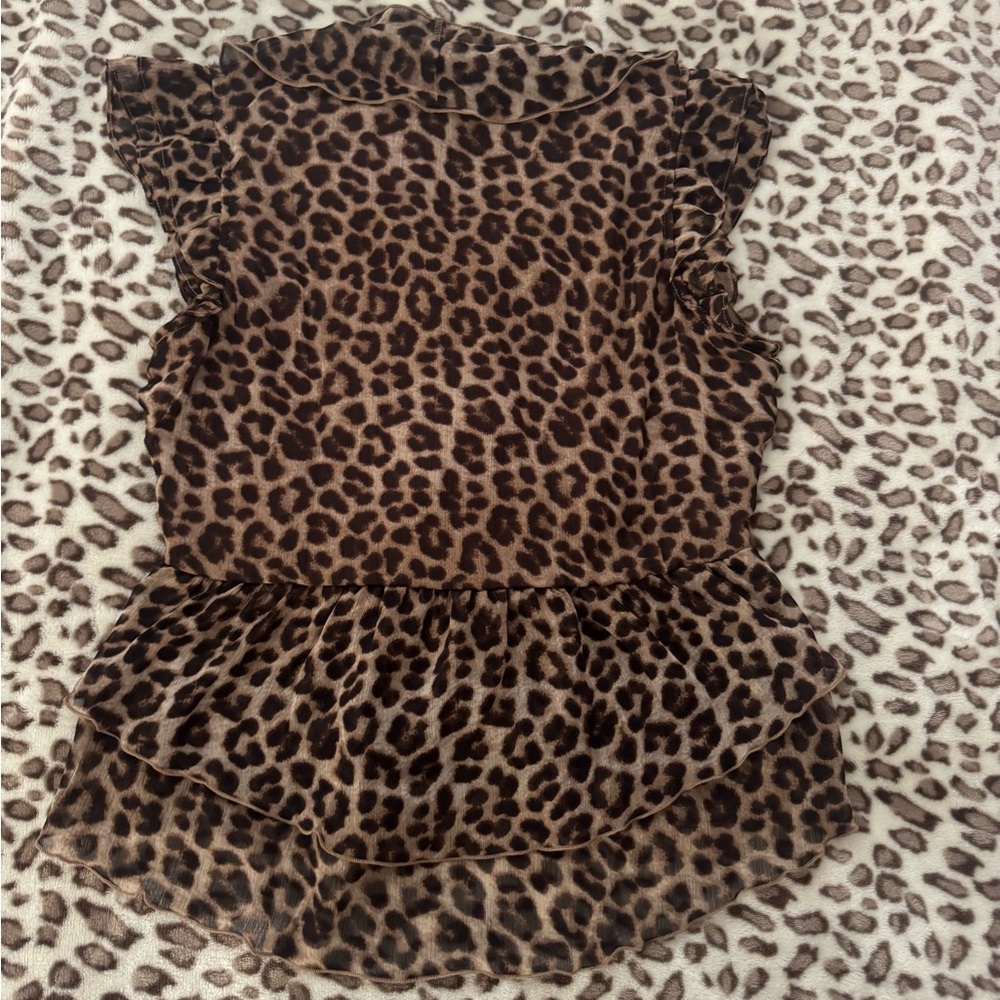 Brown Leopard Ruffle Blouse - Picture 3 of 3